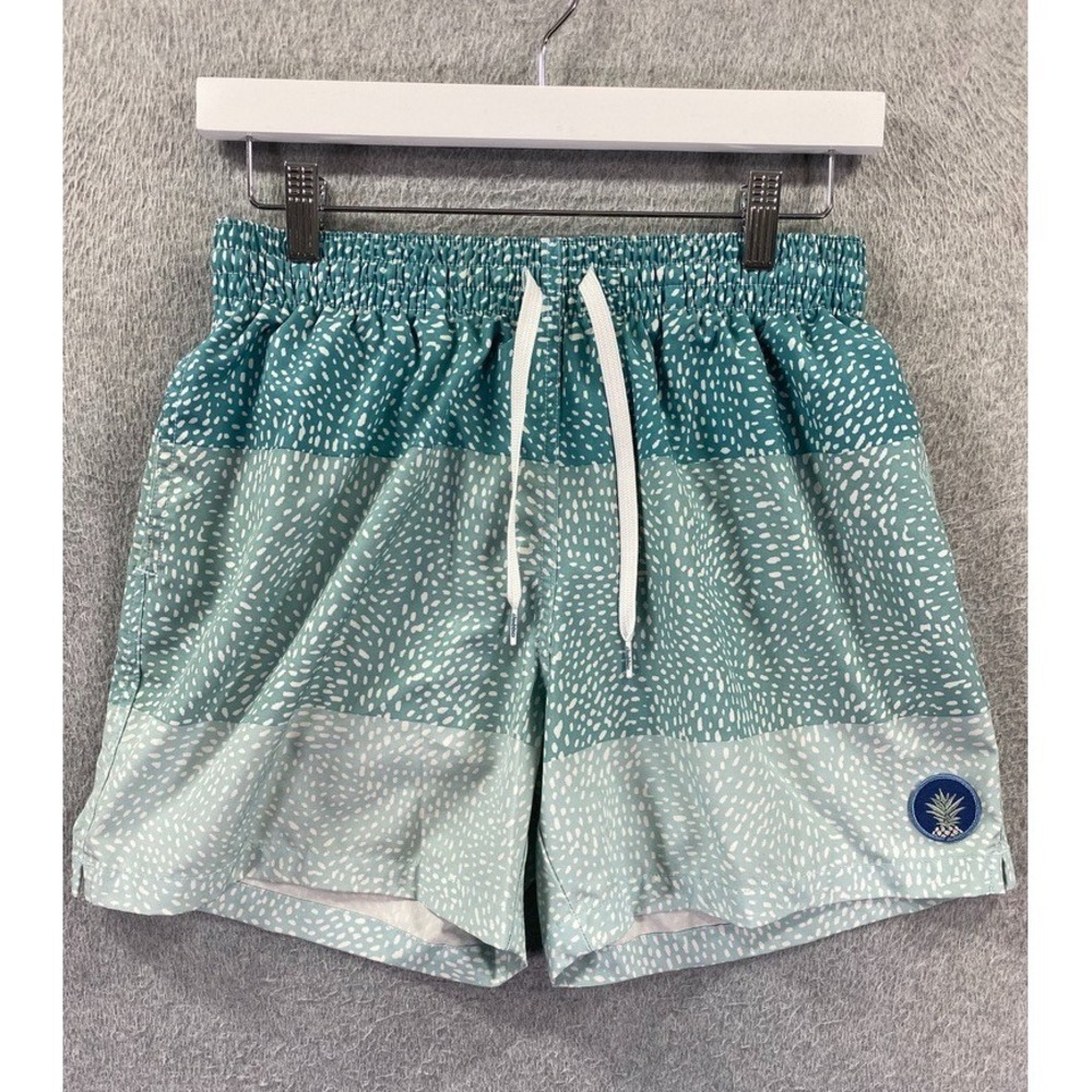 Chubbies Swim Trunks Men Medium Green Blue Speckle Dot Lined Swimsuit 5.5 Inseam